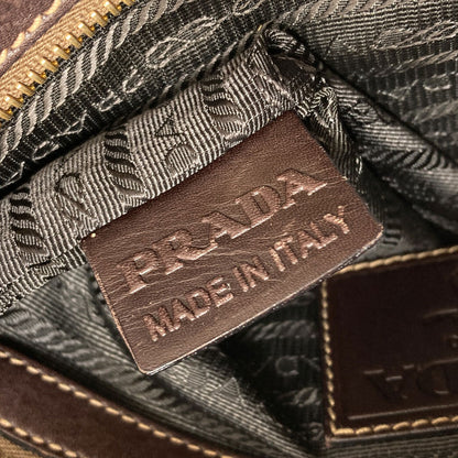 PRADA logo Shoulder Bag Canvas CalfLadies [Used]