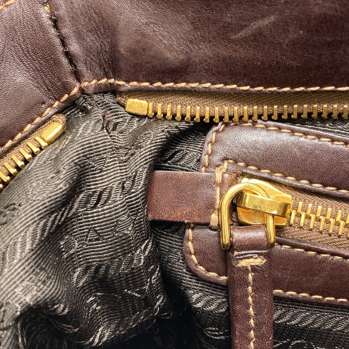 PRADA logo Shoulder Bag Canvas CalfLadies [Used]
