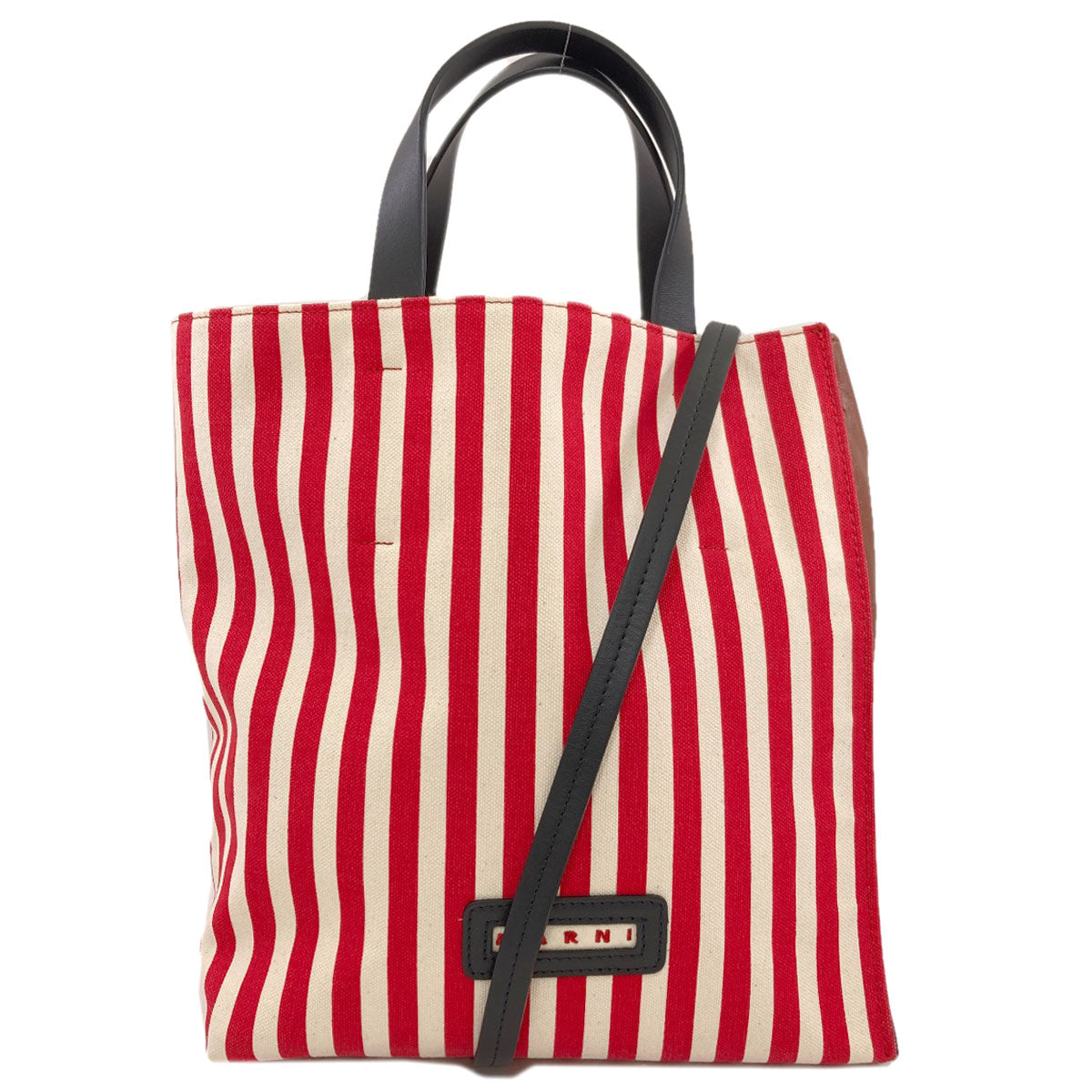 MARNI Stripe 2WAY Tote Bag Canvas LeatherLadies [Used]
