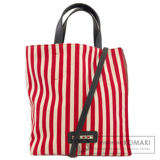 MARNI Stripe 2WAY Tote Bag Canvas LeatherLadies [Used]