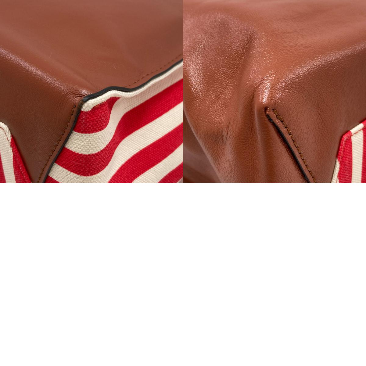 MARNI Stripe 2WAY Tote Bag Canvas LeatherLadies [Used]