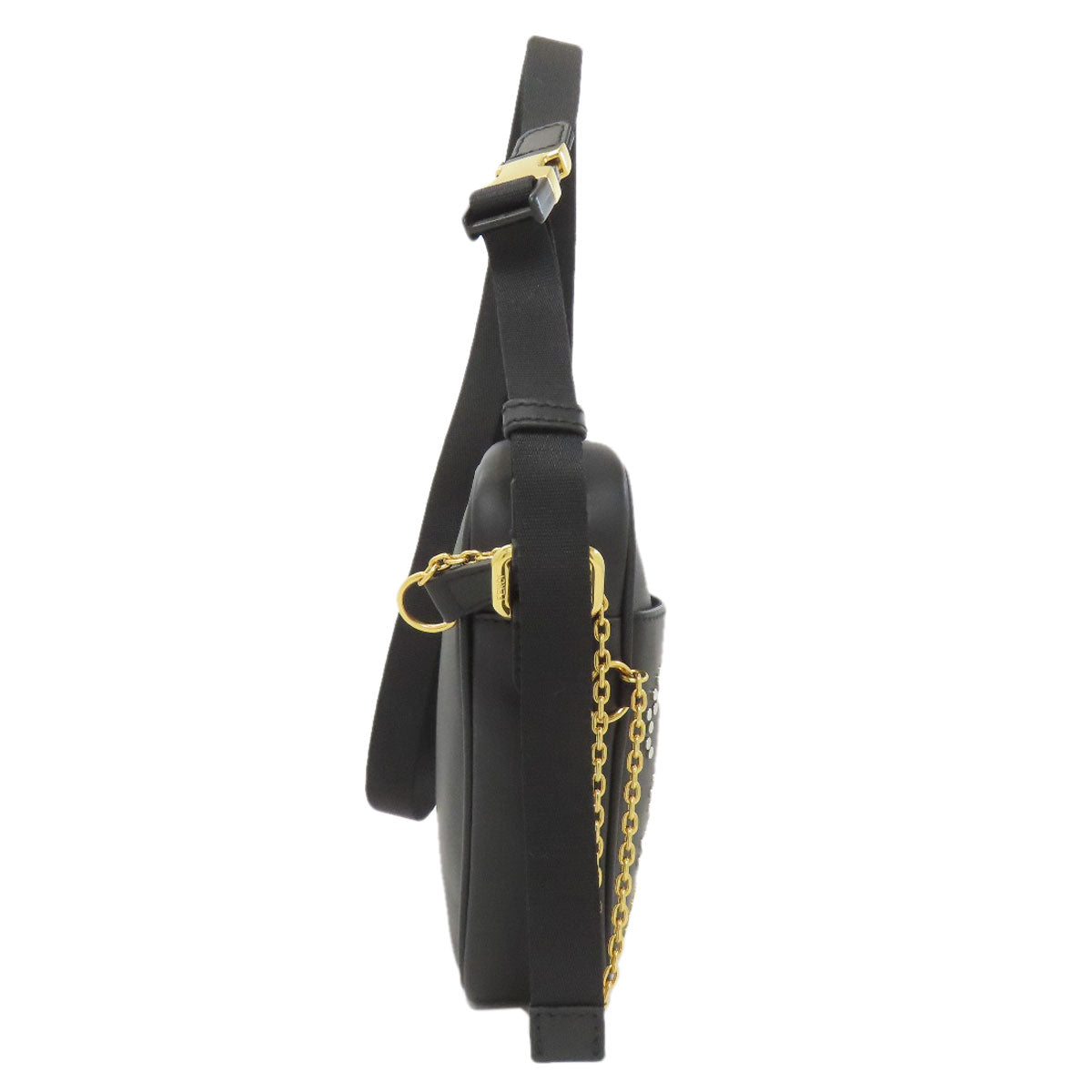 FENDI Calligraphy Studs Shoulder Bag Leather Ladies [Used]