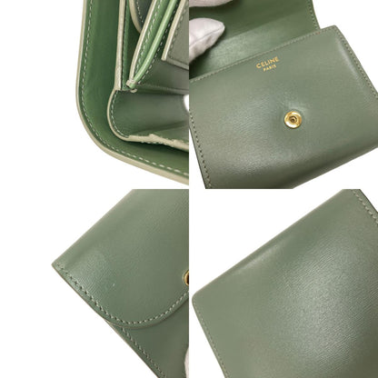 CELINE Triomphe Flap Tri-fold Bifold Wallet with Coin Pocket Calf Ladies [Used]