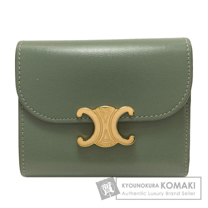 CELINE Triomphe Flap Tri-fold Bifold Wallet with Coin Pocket Calf Ladies [Used]