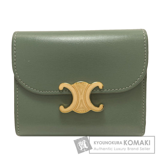 CELINE Triomphe Flap Tri-fold Bifold Wallet with Coin Pocket Calf Ladies [Used]
