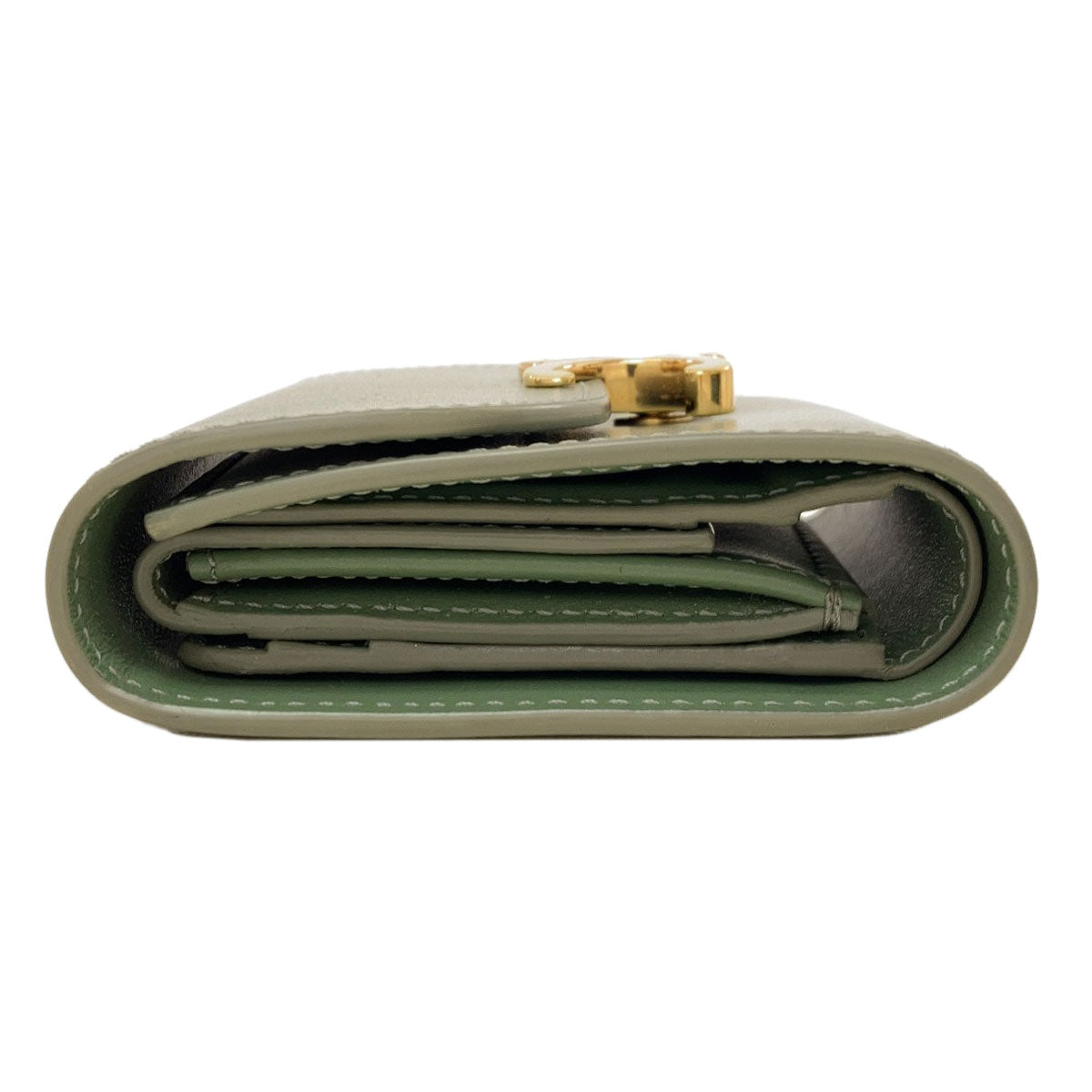 CELINE Triomphe Flap Tri-fold Bifold Wallet with Coin Pocket Calf Ladies [Used]