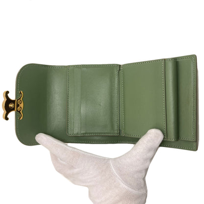 CELINE Triomphe Flap Tri-fold Bifold Wallet with Coin Pocket Calf Ladies [Used]