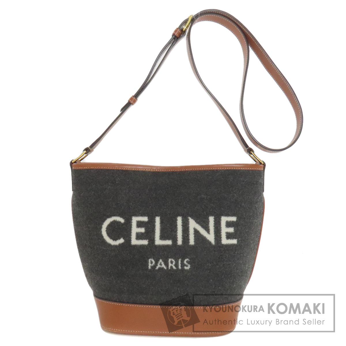 CELINE Bucket Long Shoulder Shoulder Bag Felt CalfLadies [Used]