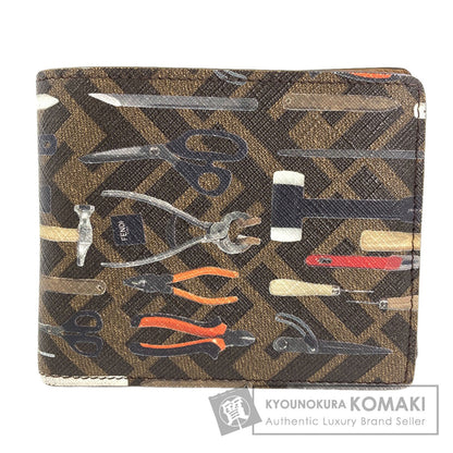 FENDI Zucca Pattern Tool Print Bifold Wallet with Coin Pocket PVC Ladies [Used]