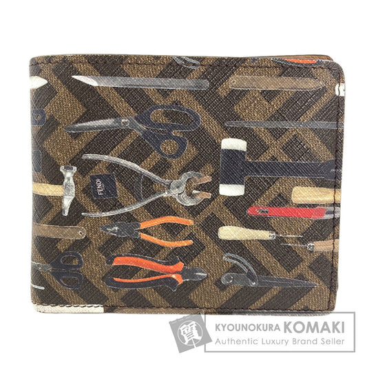 FENDI Zucca Pattern Tool Print Bifold Wallet with Coin Pocket PVC Ladies [Used]