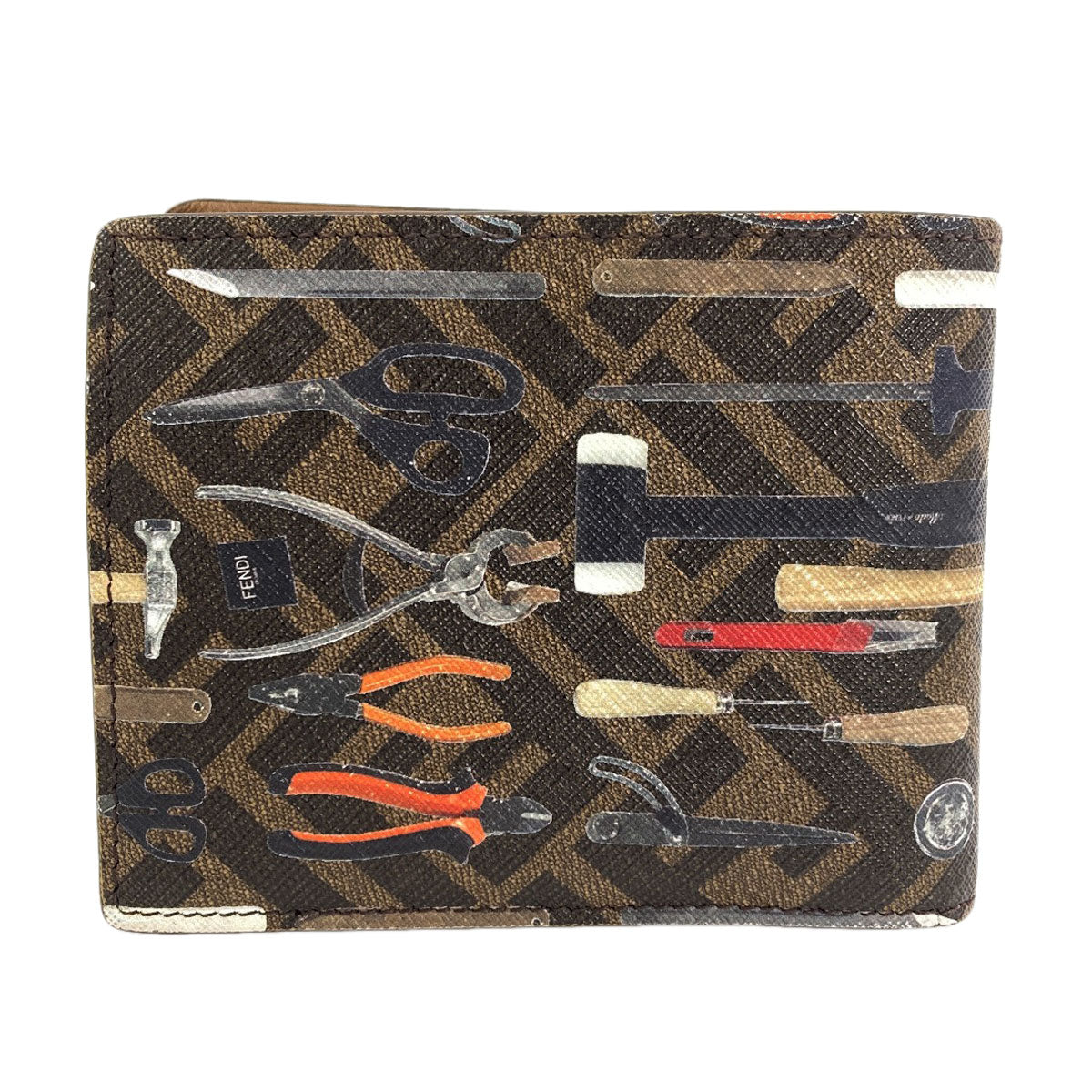FENDI Zucca Pattern Tool Print Bifold Wallet with Coin Pocket PVC Ladies [Used]