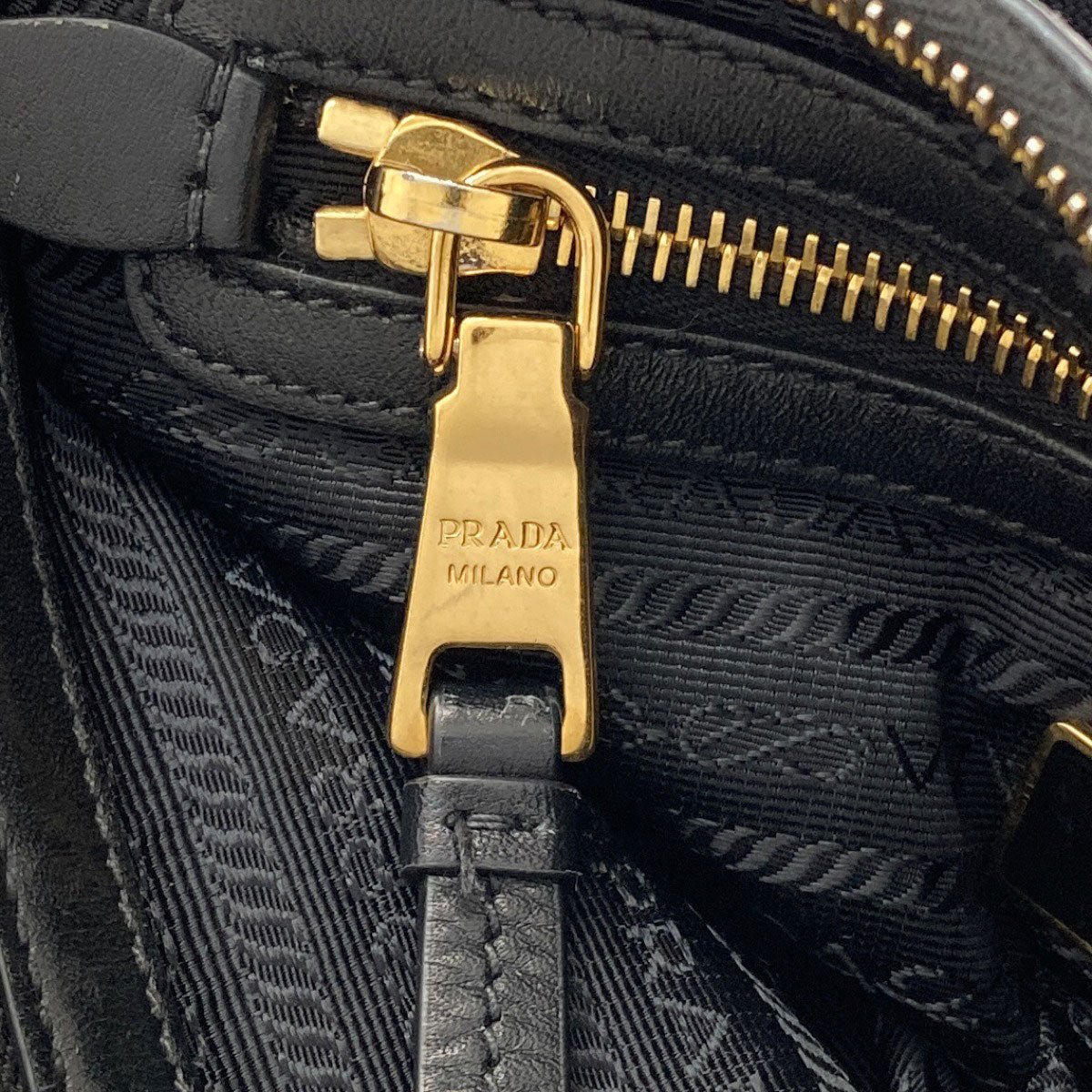 PRADA 1BH046 ribbon Shoulder Bag Canvas LeatherLadies [Used]