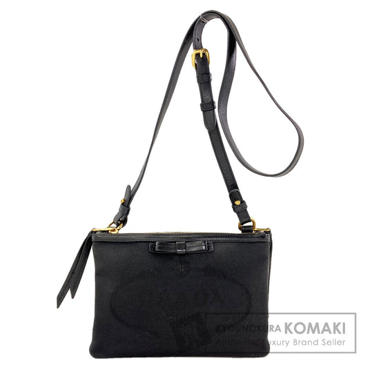 PRADA 1BH046 ribbon Shoulder Bag Canvas LeatherLadies [Used]