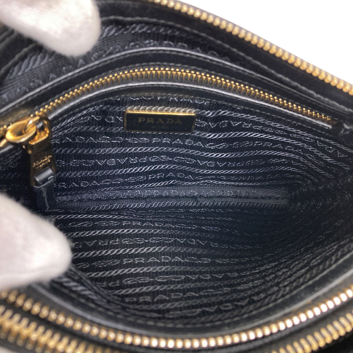 PRADA 1BH046 ribbon Shoulder Bag Canvas LeatherLadies [Used]