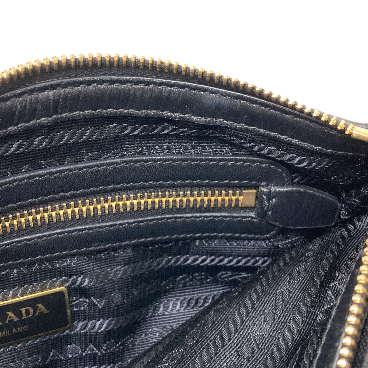 PRADA 1BH046 ribbon Shoulder Bag Canvas LeatherLadies [Used]