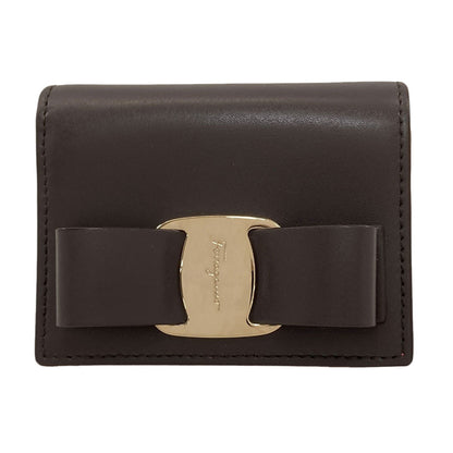 Salvatore Ferragamo Vara ribbon Bifold Wallet with Coin Pocket Leather Ladies [Used]