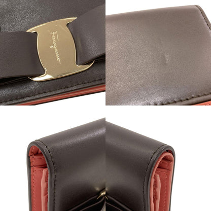 Salvatore Ferragamo Vara ribbon Bifold Wallet with Coin Pocket Leather Ladies [Used]