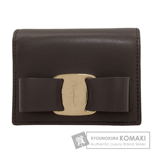 Salvatore Ferragamo Vara ribbon Bifold Wallet with Coin Pocket Leather Ladies [Used]