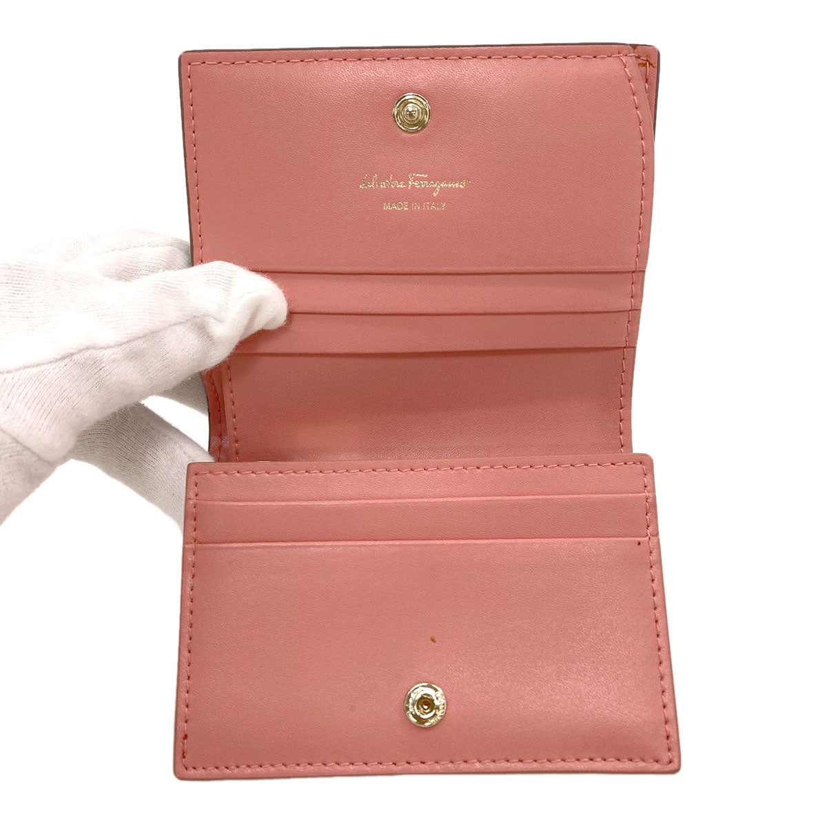 Salvatore Ferragamo Vara ribbon Bifold Wallet with Coin Pocket Leather Ladies [Used]