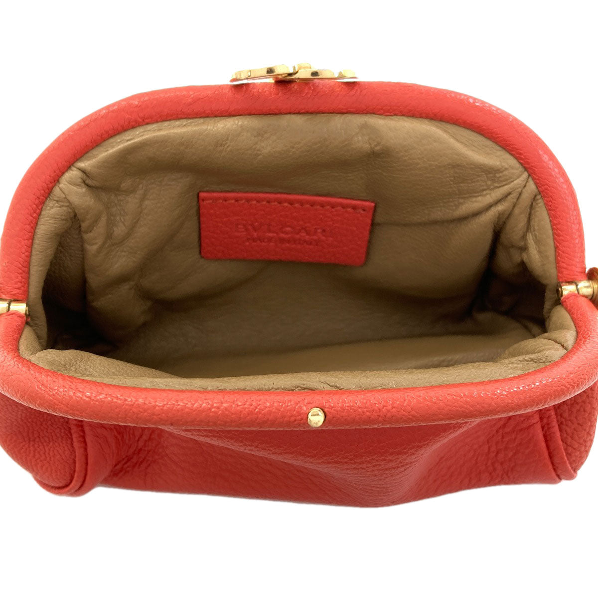BVLGARI Gamaguchi Accessory pouch Leather Ladies [Used]