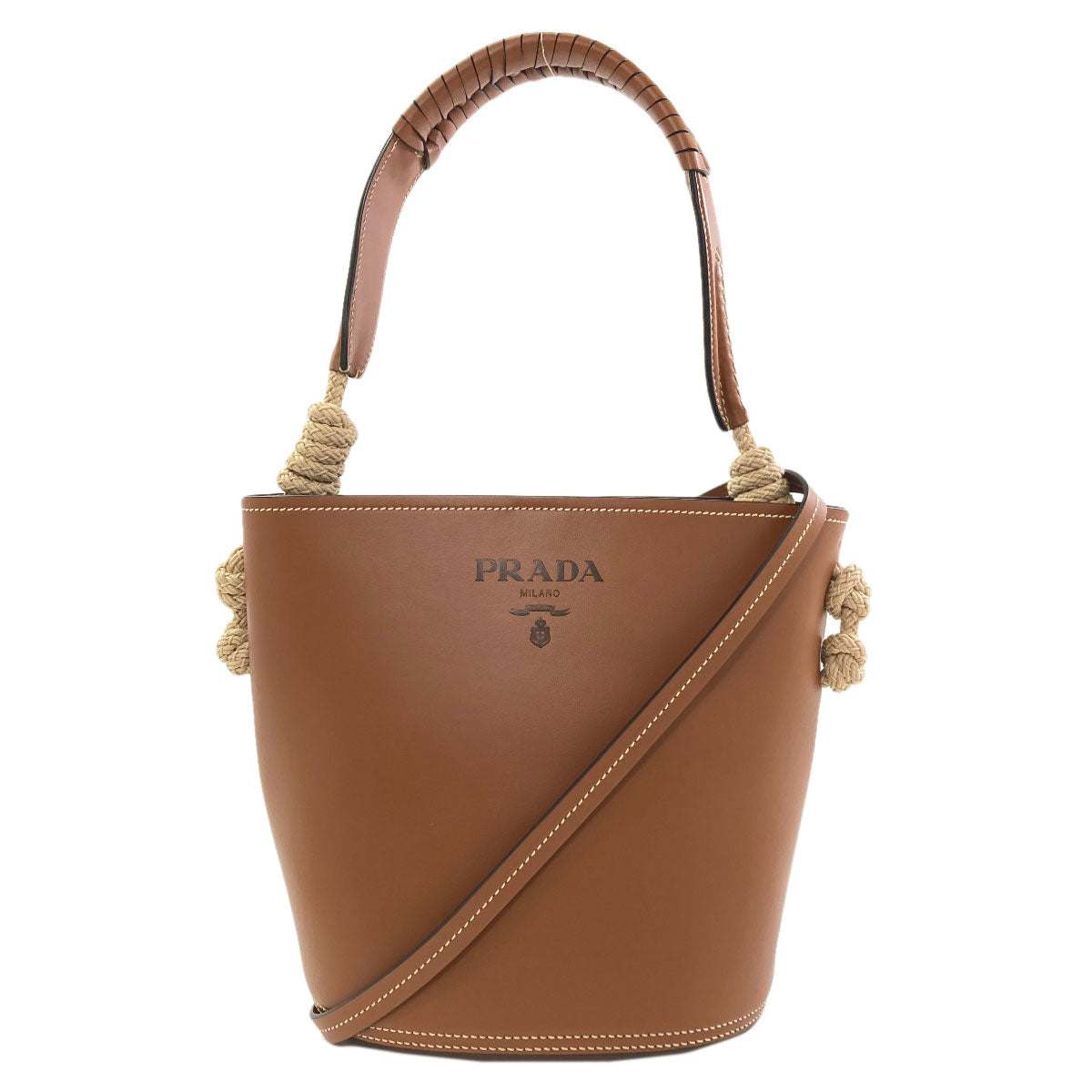 PRADA 1BE050 Tambour Bucket Shoulder Bag Calf Ladies [Used]