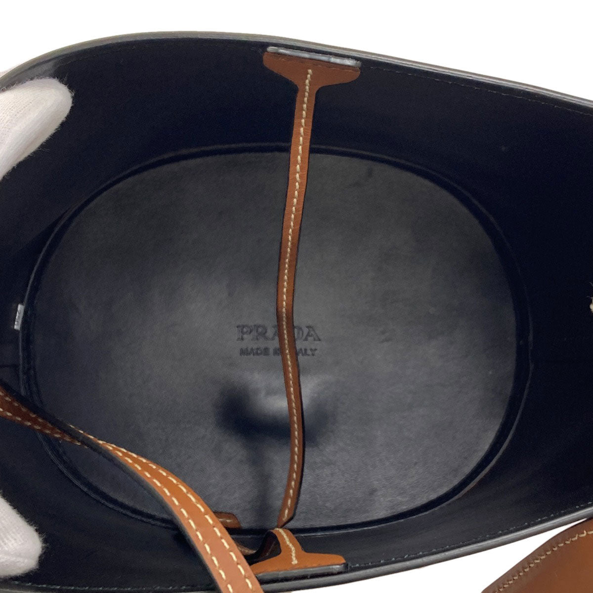 PRADA 1BE050 Tambour Bucket Shoulder Bag Calf Ladies [Used]
