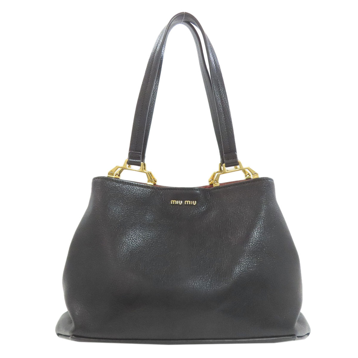 MIUMIU 5BG025 Madras Tote Bag Leather Ladies [Used]
