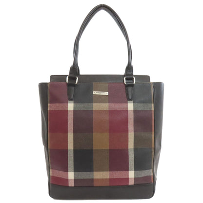 BURBERRY Checkpattern Tote Bag Leather Ladies [Used]