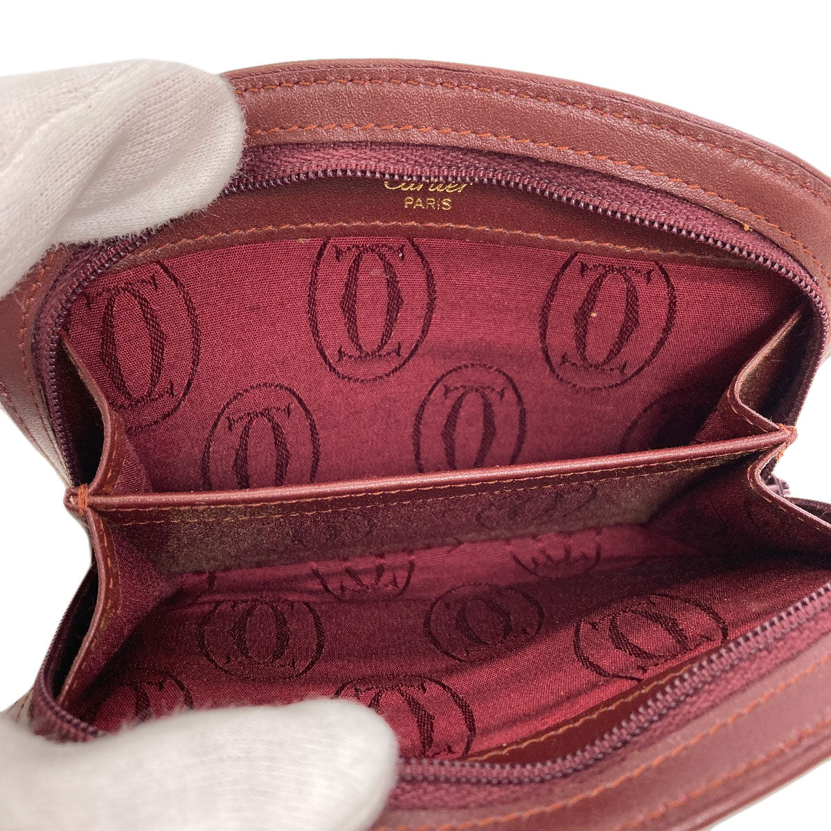 CARTIER Must Line Card Case Leather Ladies [Used]