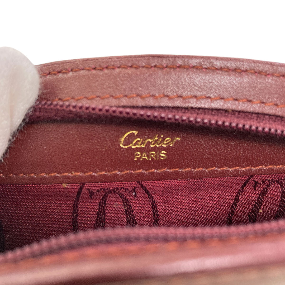 CARTIER Must Line Card Case Leather Ladies [Used]
