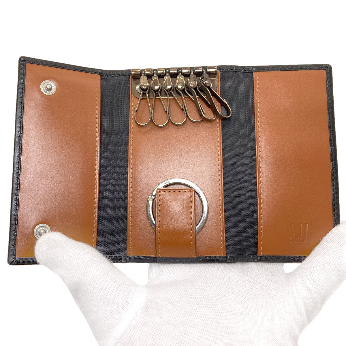 Dunhill logo key holder Leather mens [Used]