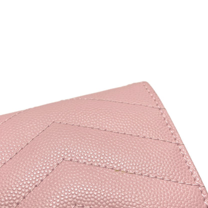 YVES SAINT LAURENT V-stitch compact wallet Bifold Wallet with Coin Pocket Calf Ladies [Used]