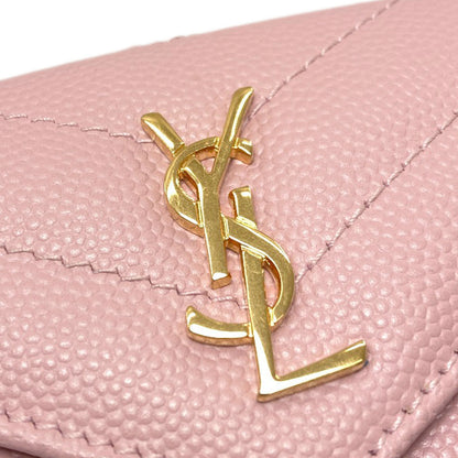 YVES SAINT LAURENT V-stitch compact wallet Bifold Wallet with Coin Pocket Calf Ladies [Used]