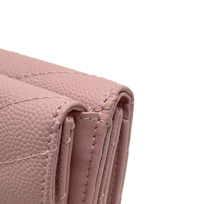 YVES SAINT LAURENT V-stitch compact wallet Bifold Wallet with Coin Pocket Calf Ladies [Used]