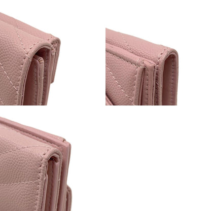 YVES SAINT LAURENT V-stitch compact wallet Bifold Wallet with Coin Pocket Calf Ladies [Used]