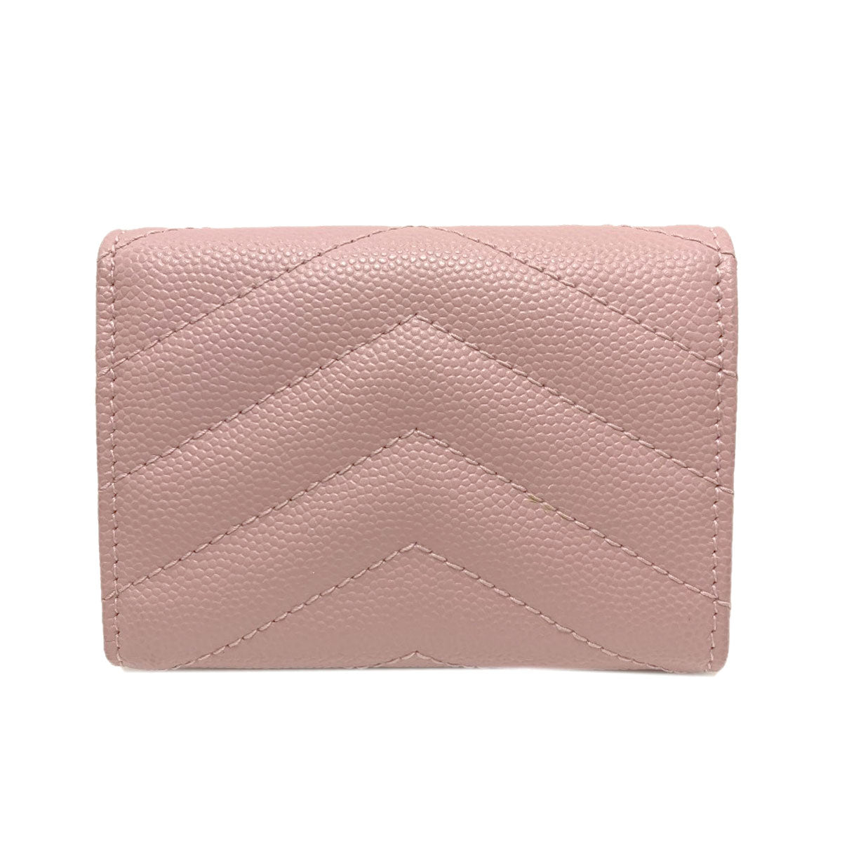 YVES SAINT LAURENT V-stitch compact wallet Bifold Wallet with Coin Pocket Calf Ladies [Used]