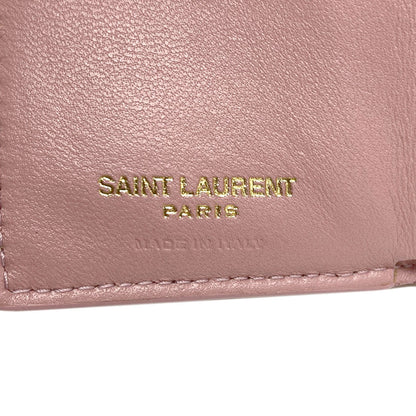 YVES SAINT LAURENT V-stitch compact wallet Bifold Wallet with Coin Pocket Calf Ladies [Used]