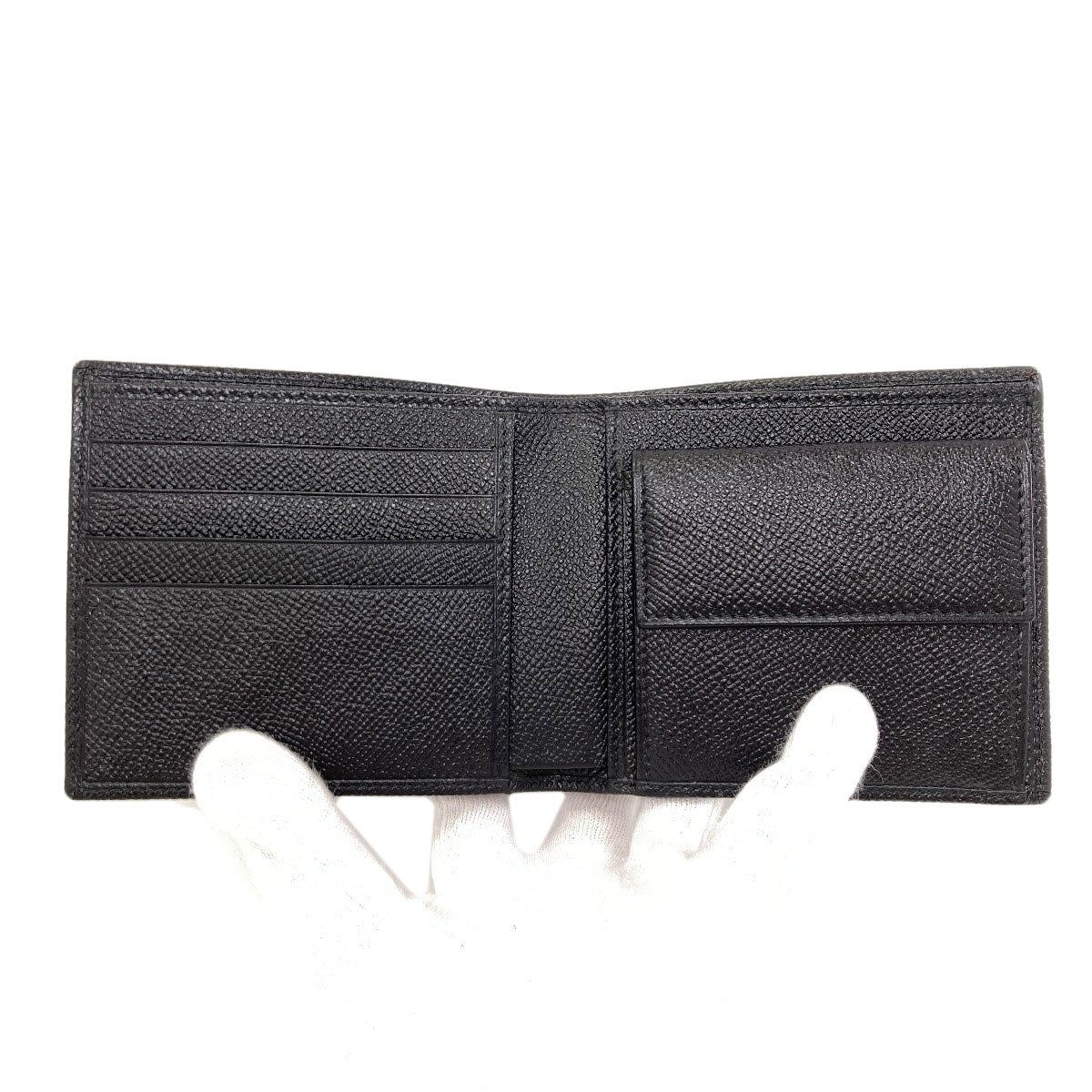 BVLGARI logo Bifold Wallet with Coin Pocket Leather mens [Used]