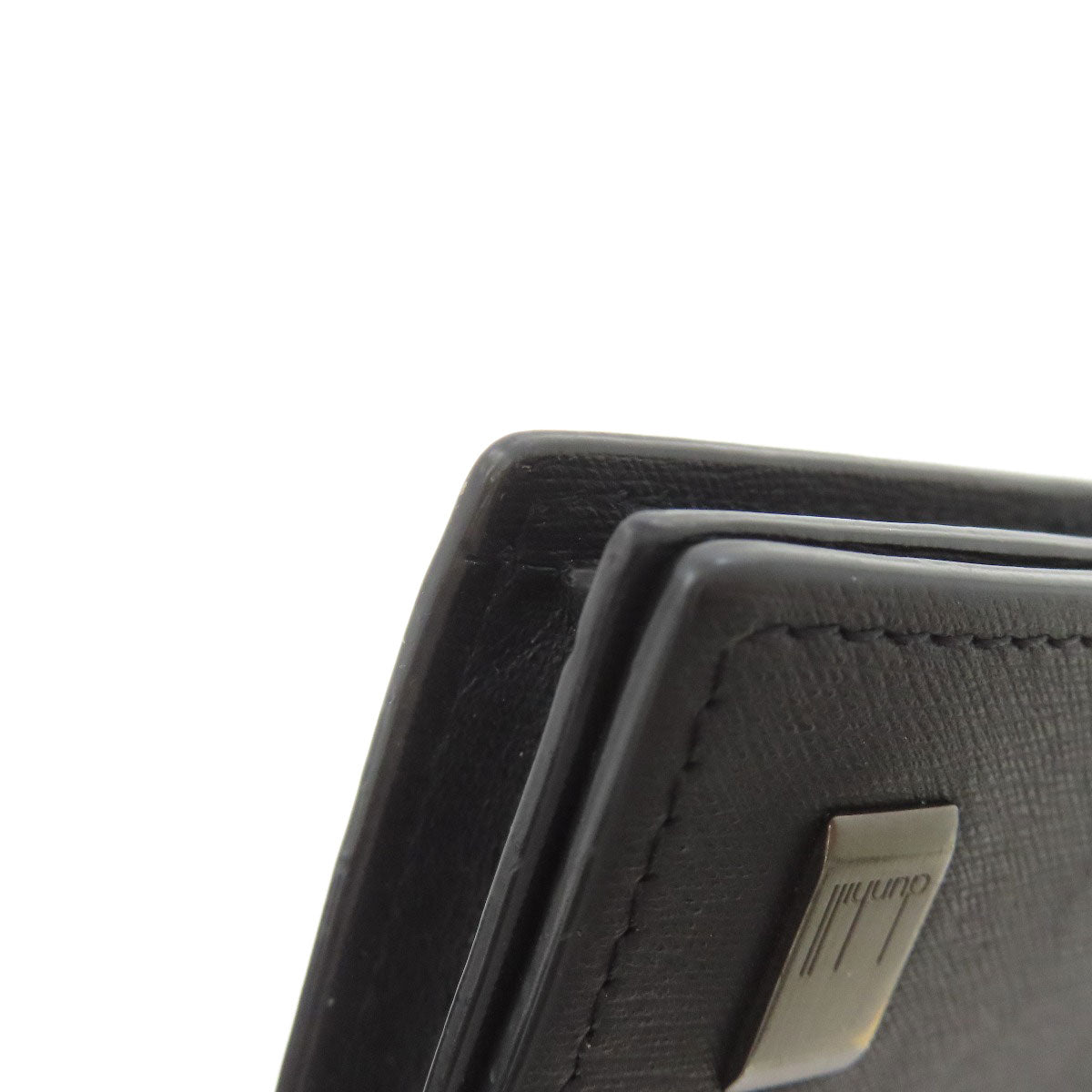 Dunhill Gunmetal business card holder Card Case Leather Ladies [Used]