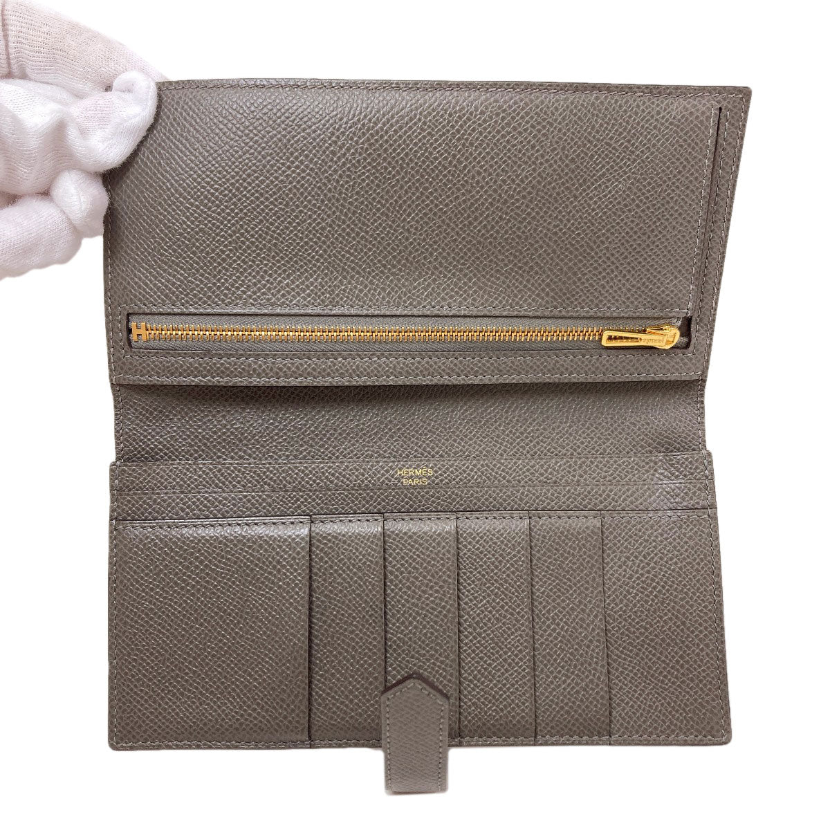 HERMES Beansufla Long wallet (with coin pocket) Epsom Ladies [Used]