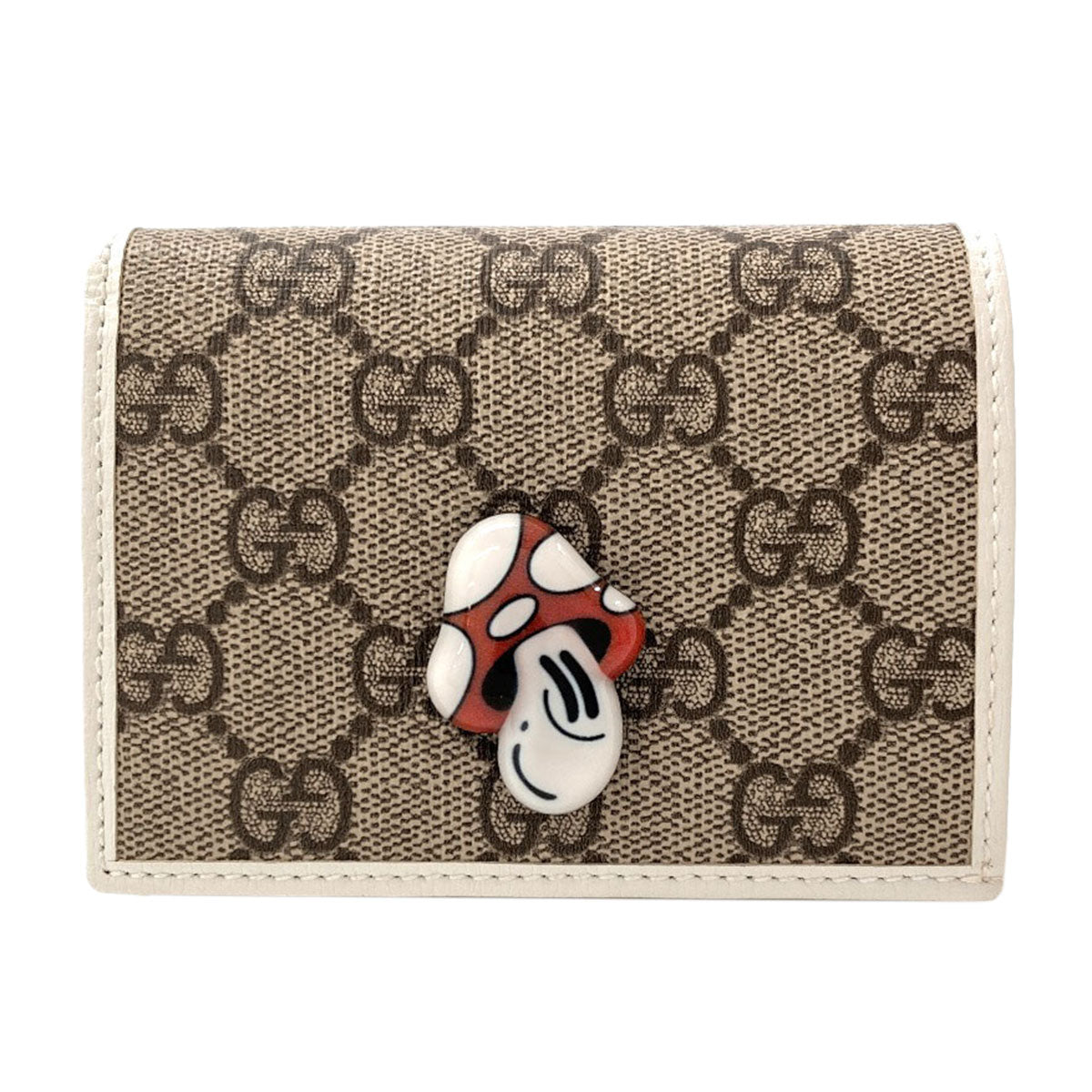 GUCCI 784729 Hattie Stewart Collaboration Mushroom Bifold Wallet with Coin Pocket PVC Ladies [Used]