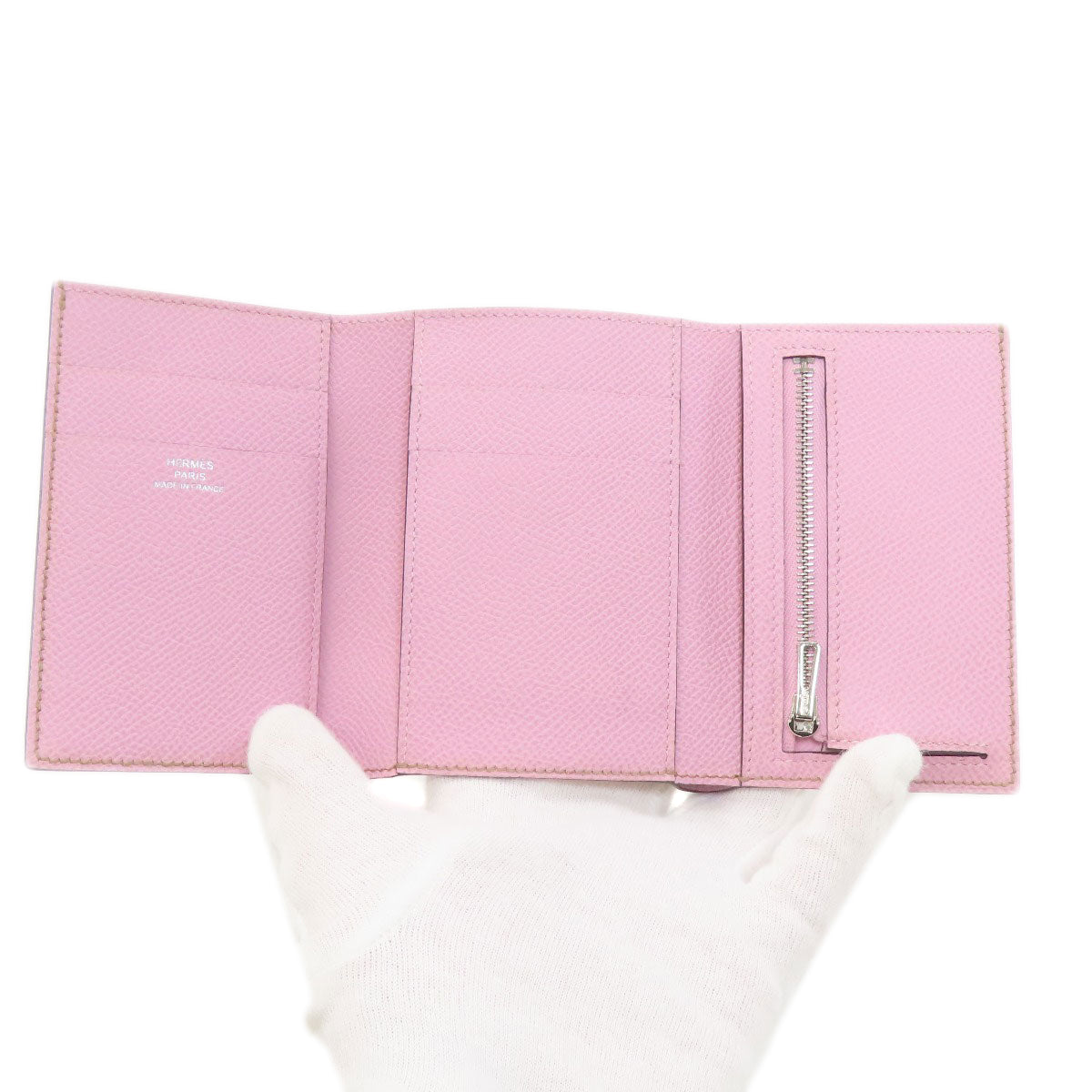 HERMES Bearn Combination Verso SilverHardware Bifold Wallet with Coin Pocket Epsom Ladies [Used]