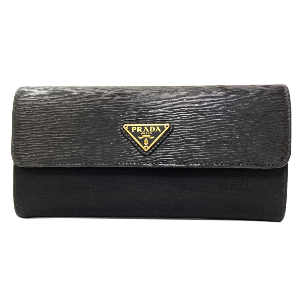 PRADA Triangle Long wallet (with coin pocket) Nylon LeatherLadies [Used]