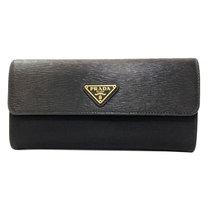 PRADA Triangle Long wallet (with coin pocket) Nylon LeatherLadies [Used]