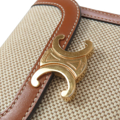 CELINE Triomphe Tri-Fold Wallet Bifold Wallet with Coin Pocket Canvas LeatherLadies [Used]