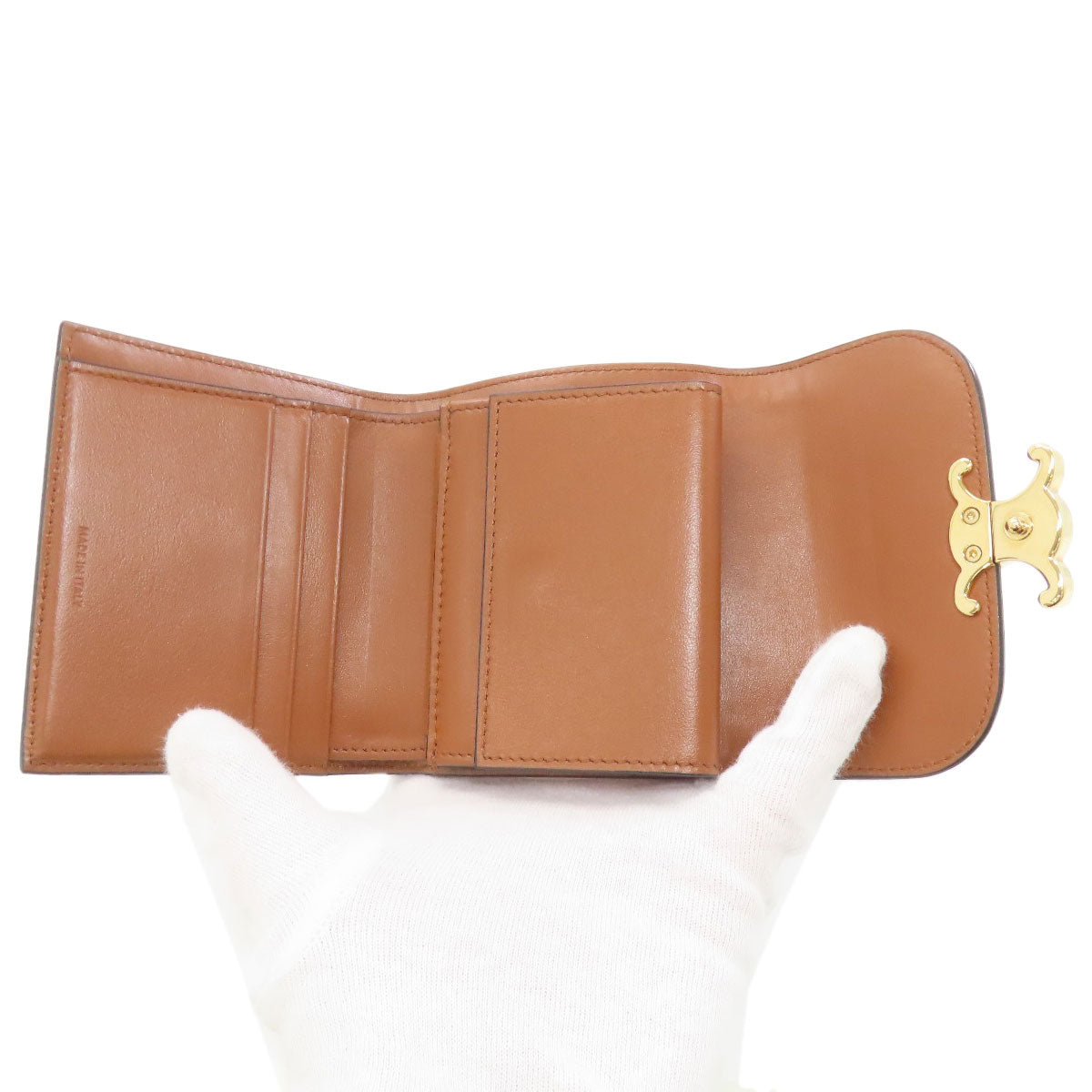 CELINE Triomphe Tri-Fold Wallet Bifold Wallet with Coin Pocket Canvas LeatherLadies [Used]