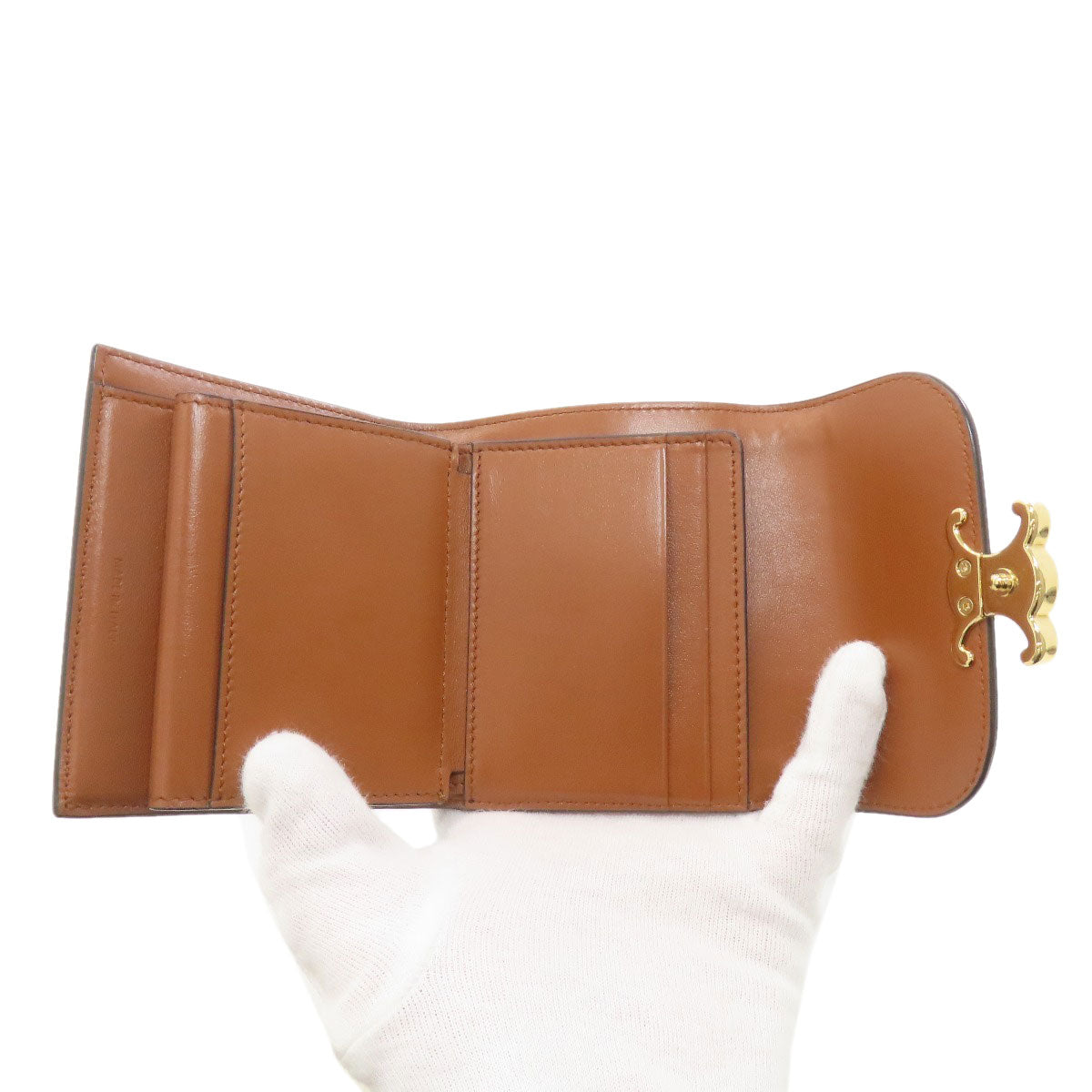 CELINE Triomphe Tri-Fold Wallet Bifold Wallet with Coin Pocket Canvas LeatherLadies [Used]