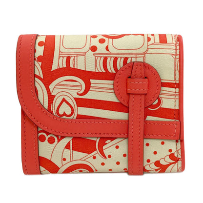 HERMES Avex Soir SilverHardware Bifold Wallet with Coin Pocket Silk Ladies [Used]