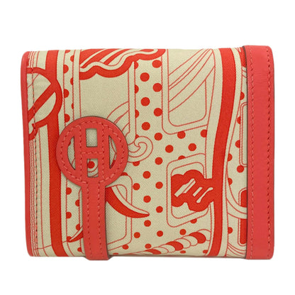 HERMES Avex Soir SilverHardware Bifold Wallet with Coin Pocket Silk Ladies [Used]