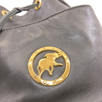 HUNTING WORLD Drawstring bag logo Shoulder Bag Leather Ladies [Used]